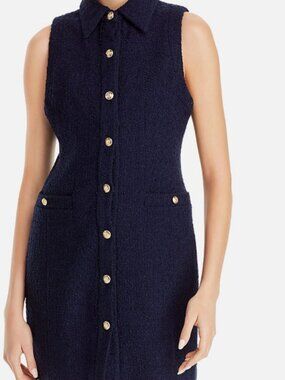 Toccin Women Blue Sophia Button Front Tailored Mini Dress Size 10